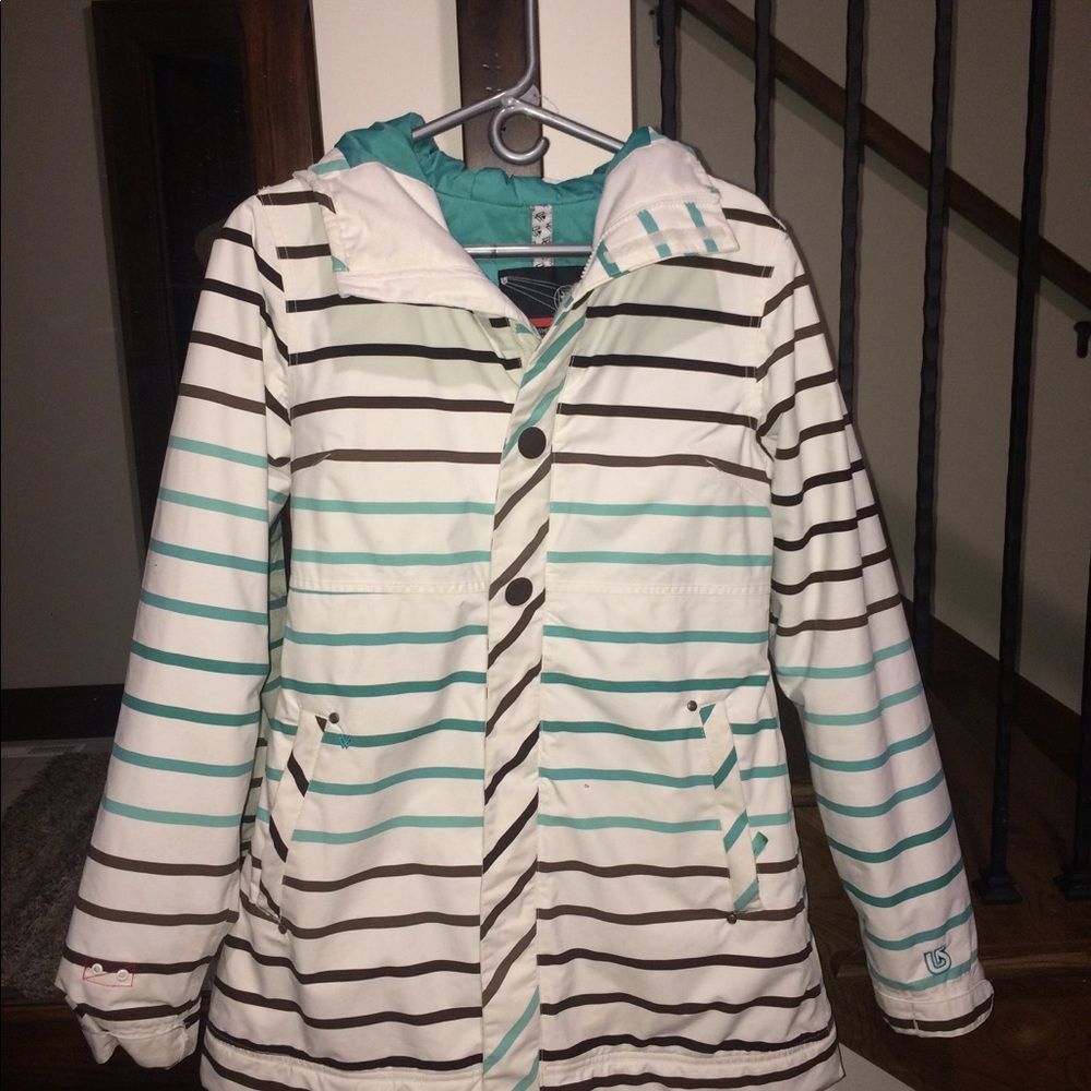 Burton Striped Jacket - White and Teal